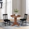 International Concepts 30 in. Solid Wood Round Top Pedestal Dining Table with 2 Chairs in Distressed Oak/Black K42-30RT-23-C46-61-2 - alternate 2